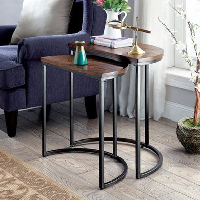 Uma Industrial Design Nesting Table, Medium Oak