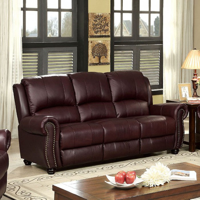 Turton Transitional Bun Feet Sofa, Burgundy