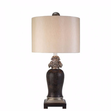 Tracey Transitional Style Table Lamp,Sterling Silver, Brown