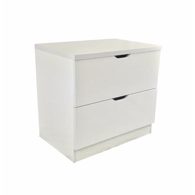 A Lavish Fabulous White  Finish Two Drawer Chest  With Metal Glides.