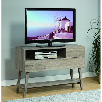 Wooden TV Stand With Flared Leg Support, Gray