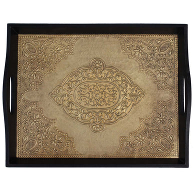 UNIQUE Serving Tray - Antique Look Brass Serving Tray with Handles