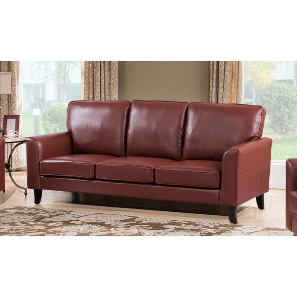 Vogueish Brown Finish Sofa With Velvety Cushion.