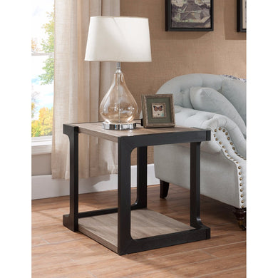 Welcoming Contemporary Style End Table, Black and Brown