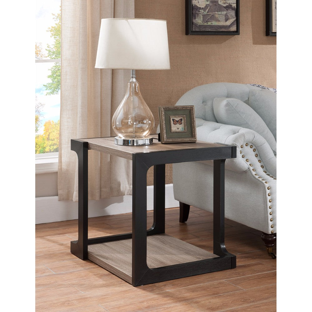 Welcoming Contemporary Style End Table, Black and Brown