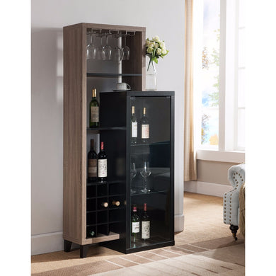 Uniquely Designed Wine Cabinet, Black and Brown