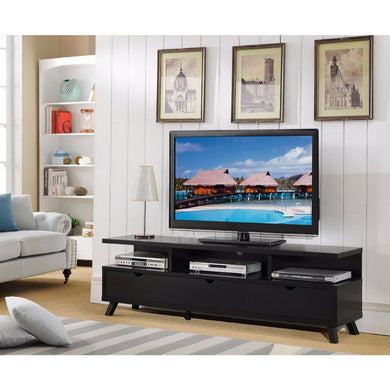 Wide TV Stand With Multiple Storage, Black