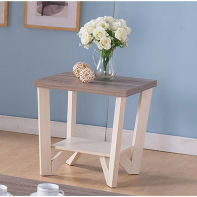 Well- Designed End Table With Display Shelf, White and brown