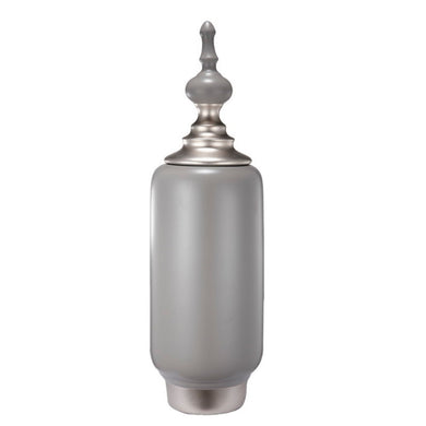 Transitional Style Lidded Jar, Gray & Silver