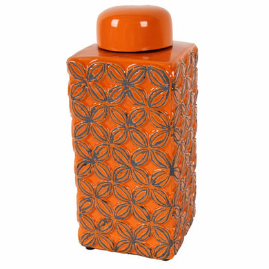 Vibrant Orange handcrafted Lidded Jar