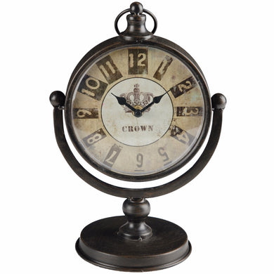 Antique Table Clock, Metallic Brown