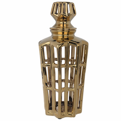 Stylishly Crafted Golden Jar with Lid