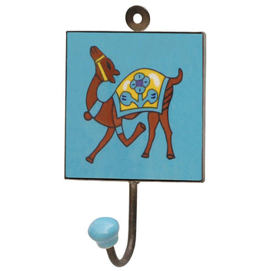 6.2 Inches Ceramic Single Wall Hook - Heavy Duty Iron Base
