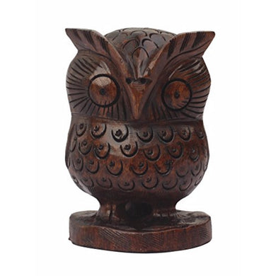 Wooden Angry Owl Statue