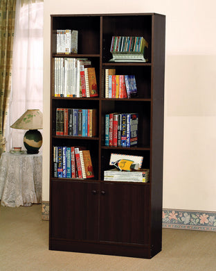 Verden Bookcase with 2 Doors, Espresso
