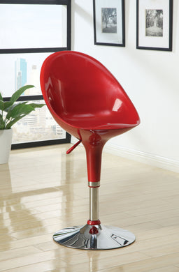 Sybil Adjustable Stool With Swivel, Set of 2, Red & Chrome