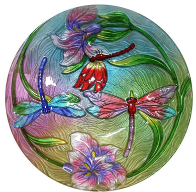 18 Inch Flower with Dragonflies Birdbath