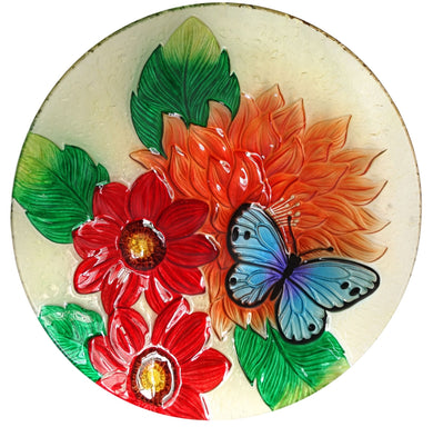 18 Inch Flower with Butterfly Birdbath