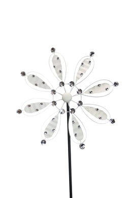 White Metal Flower Garden Stake