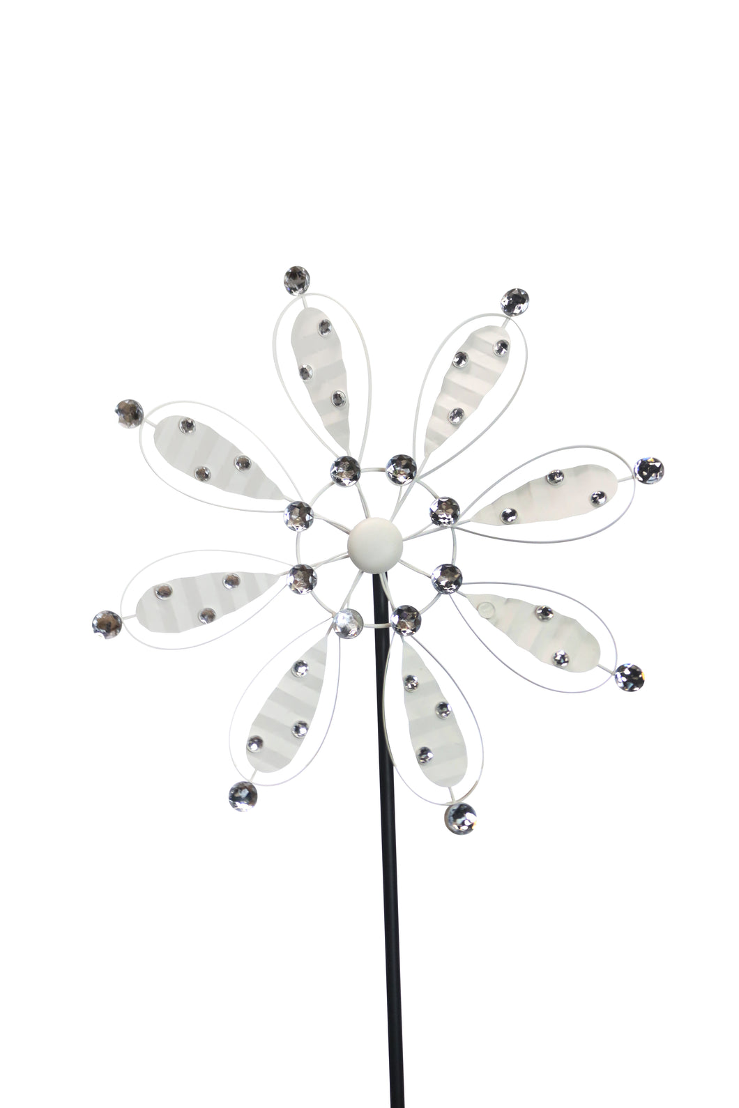 White Metal Flower Garden Stake