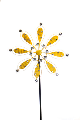 Yellow Metal Flower Garden Stake