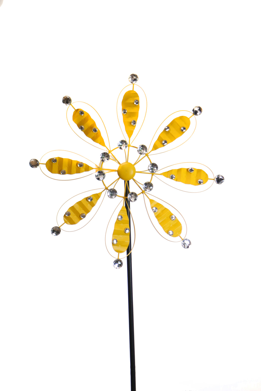 Yellow Metal Flower Garden Stake