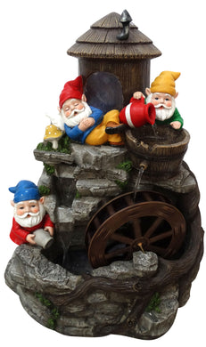 Three Gnomes Water Wheel Fountain