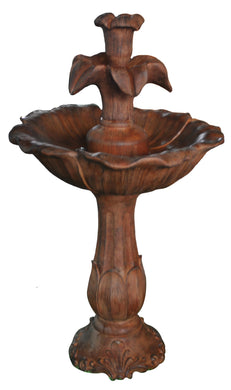 Three Tiered Bronze Leaf Pedestal Fountain