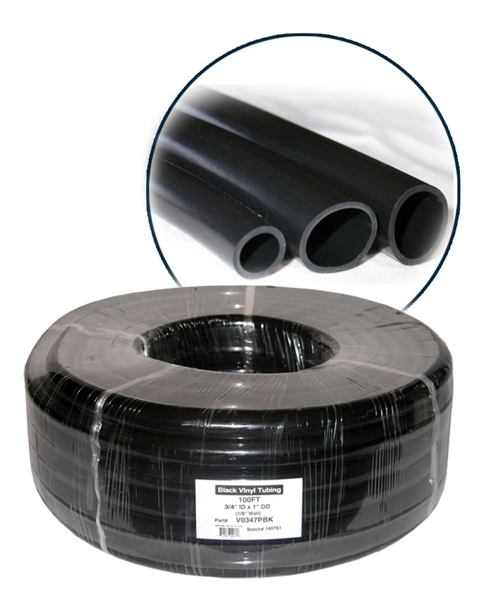 1/2 Inch Inner Diameter. x 1/8 In Wall PVC Black Tubing x 100' Coil