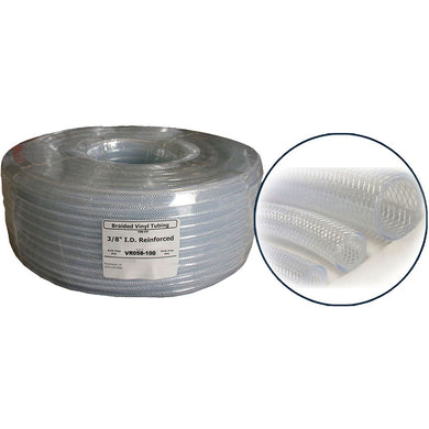 5/8 Inch Inner Diameter. PVC Clear Braided Tubing x 100' Coil