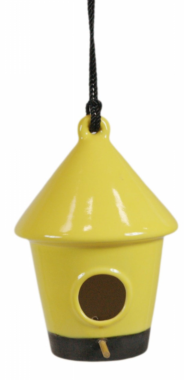 Yellow Ceramic Hanging Bird House