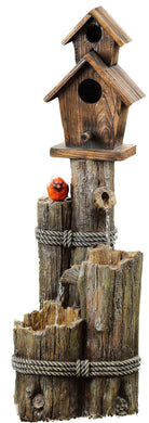 Three Tiered Birdhouse with Cardinal Fountain