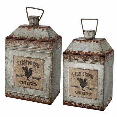 Unfinished Style Set of 2 Metal Pots