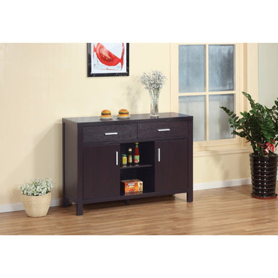Wooden Modern Style Spacious Buffet Table , Dark Brown