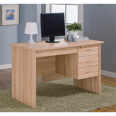 Well-designed 3 Drawers Desk, Light Brown Finish