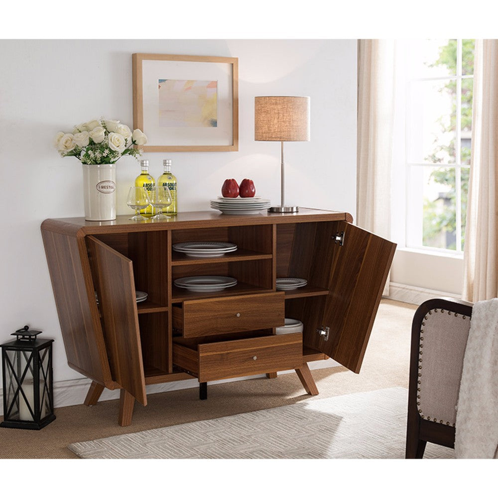 Alluring Buffet Table  With Roomy Cabinets, Light Brown