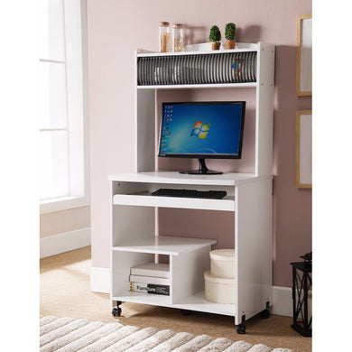 Well Designed Computer Cart With Efficient Storage, White