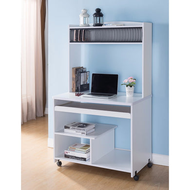 Wide Glossy Computer Cart, White