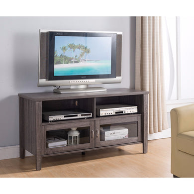 Amazing TV Stand With See Through Cabinets, Gray