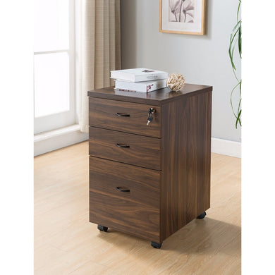 Wooden File Cabinet With Three Drawers, Dark Brown