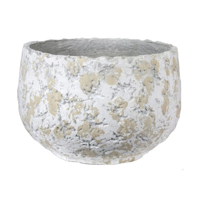 Traditional Style Textured Flower Pot, White