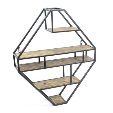 Urbane Style Metal Wall Shelf, Gray & Brown
