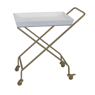 Antique Metal And Wood Mobile Serving Bar Cart, Bronze