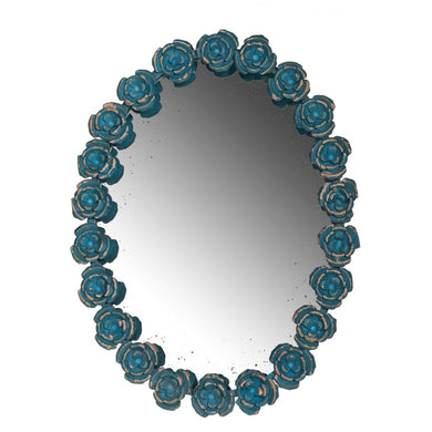 Voguish Wall Mirror With Rose Shaped Frame