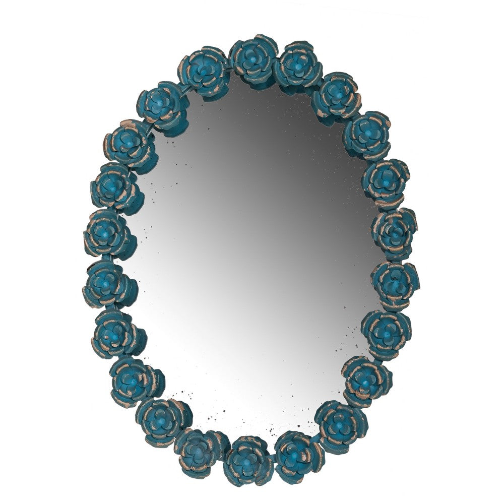Voguish Wall Mirror With Rose Shaped Frame