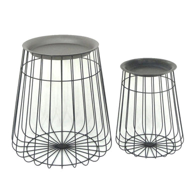 Antique Metal Accent Tables, Set Of 2