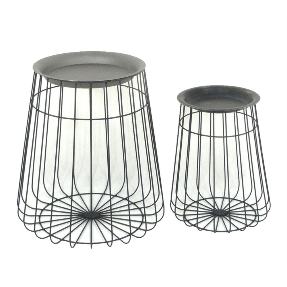Antique Metal Accent Tables, Set Of 2
