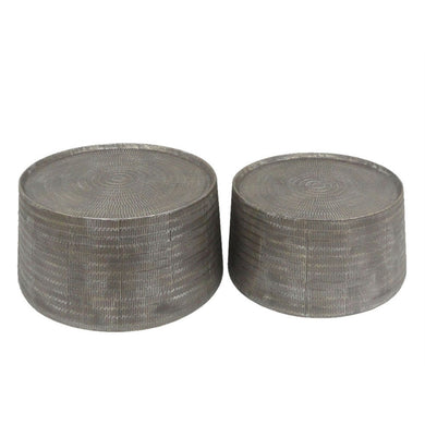 Transitional Metal Accent Tables, Silver, Set Of 2