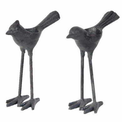 Visually Flashy Set Of 2 Cast Iron Bird Tea Light Holders