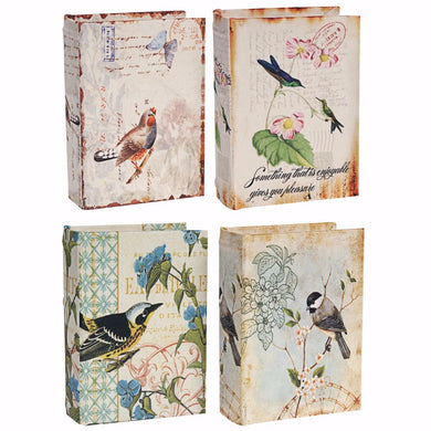 Well designed bird book boxes, Set of 4, Multicolor